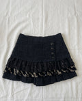 Glam Tweed Ruffled Mini Skirt Shorts in Black