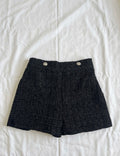 Chic Black Tweed High-Waisted Half Pants