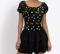 Polka Dot Smocked Crop Top