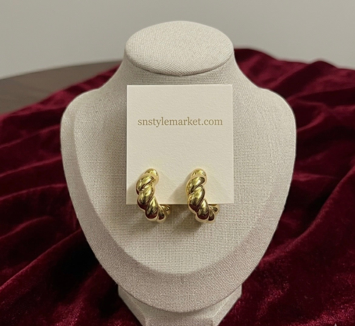 Gold Twisted Hoop Earrings