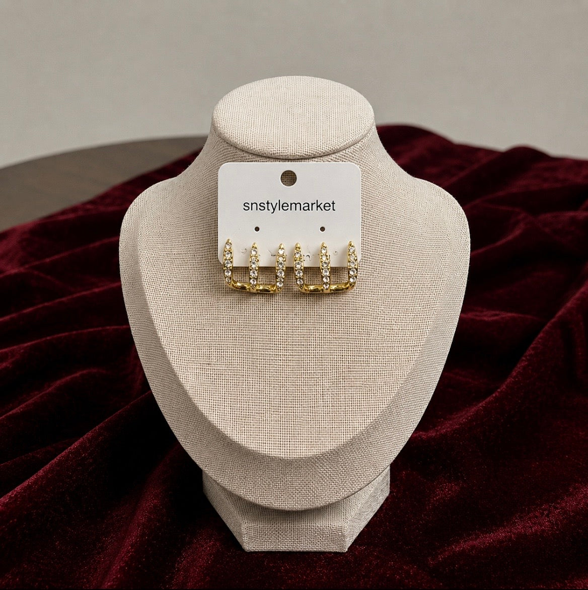 Korean Style Gold Crystal Earrings