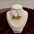 Puffy Gold Heart Stud Earrings
