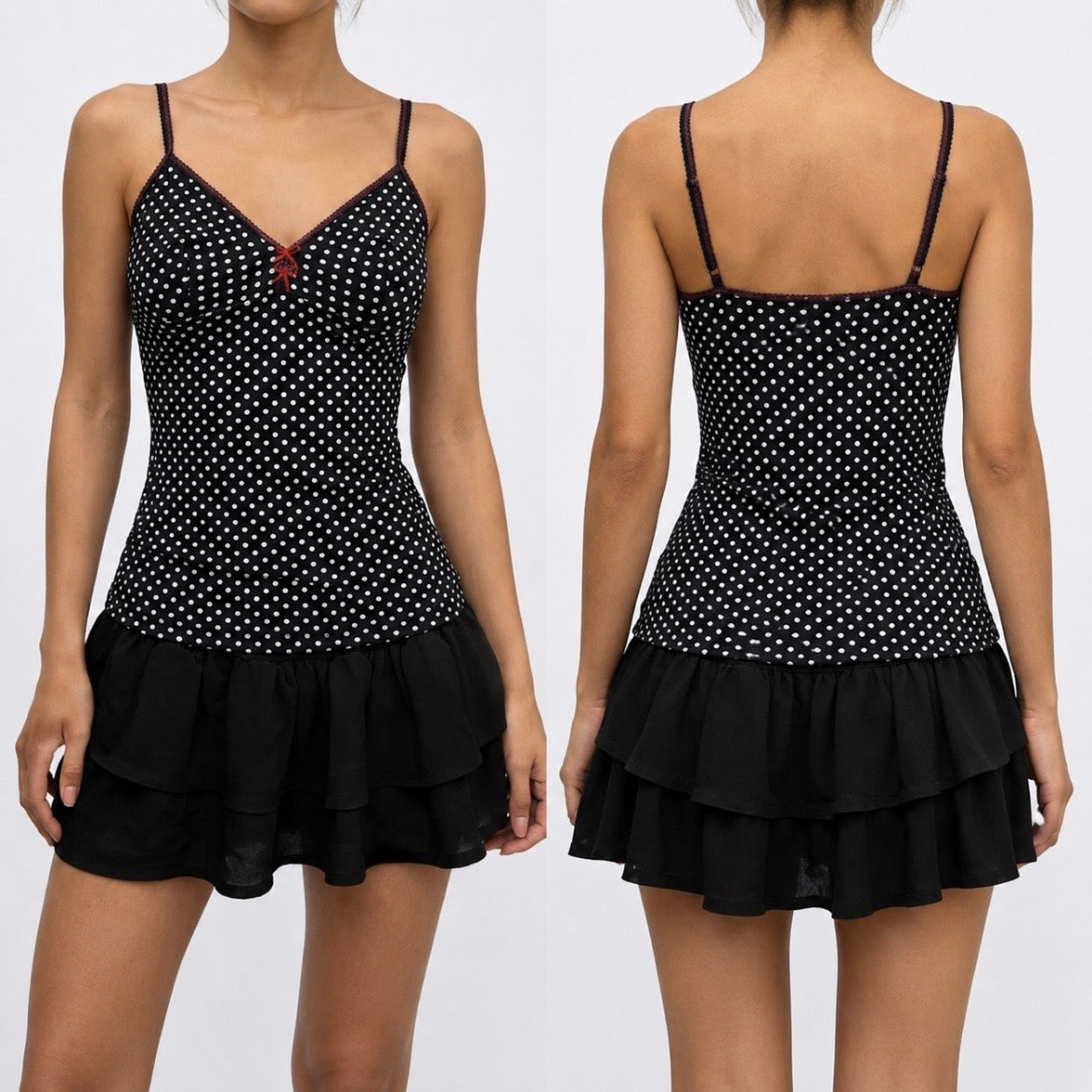 Polka Dot Cami Ruffle Mini Dress