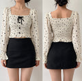 Floral Square Neck Puff Sleeve Crop Top