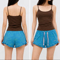 Women's Blue Floral Drawstring Shorts